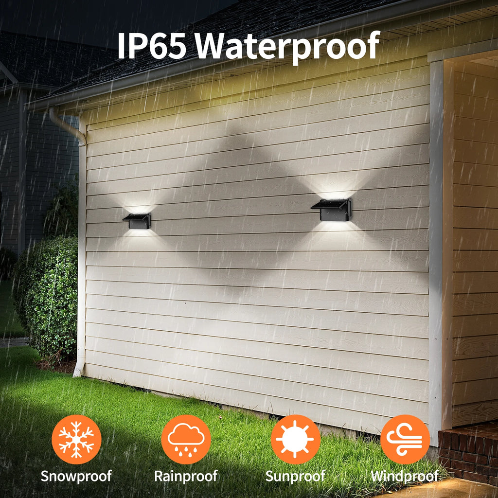 Intelamp Solar Wall Lights With Remote, Three Color Modes, Waterproof