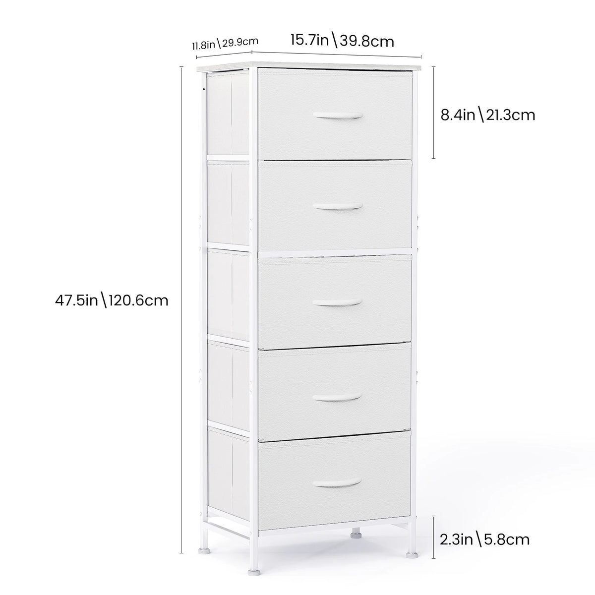 JHK Five Drawer Fabric Storage Cabinet for Living Room