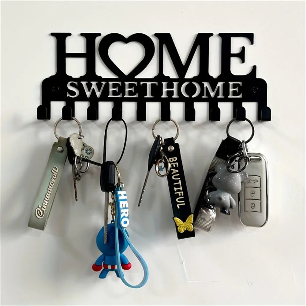 Sweet Home Wall Mounted Key Holder With Ten Convenient Hooks