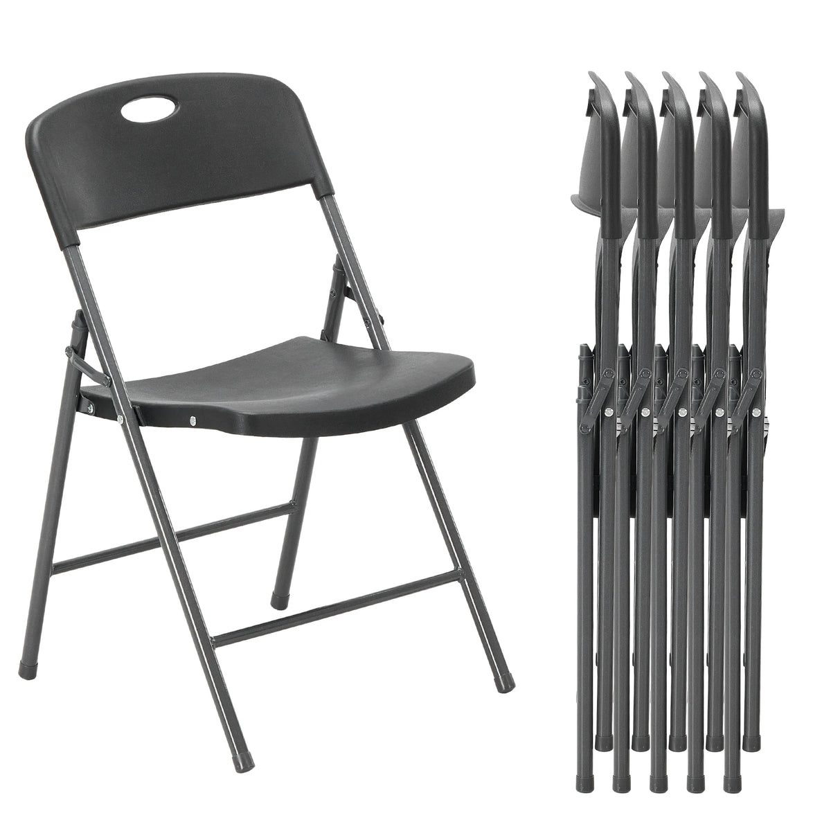 JHK Heavy Duty Stackable Folding Chairs With Ergonomic Back Support