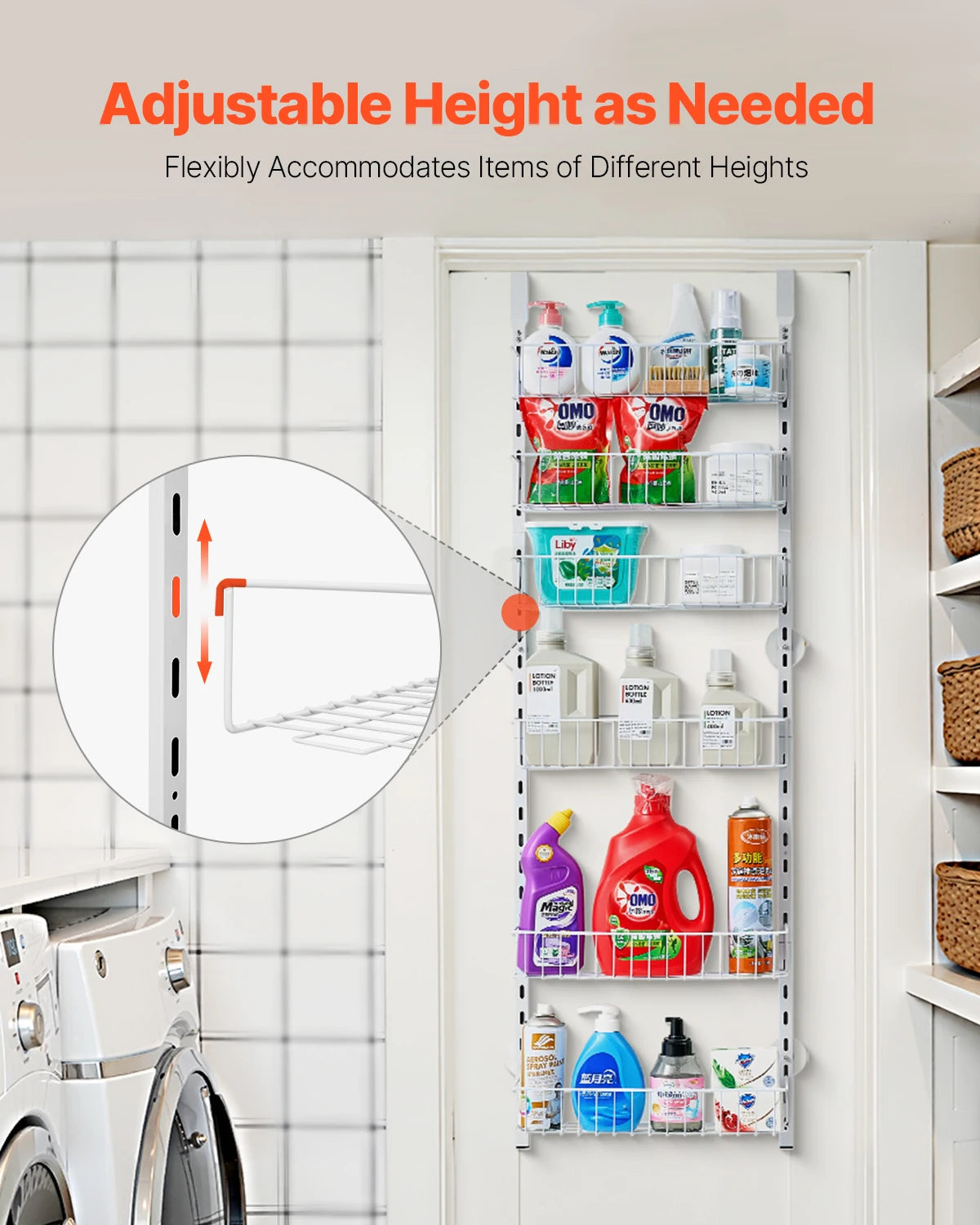 SucceBuy Over The Door Pantry Organizer With Adjustable Spice Shelves