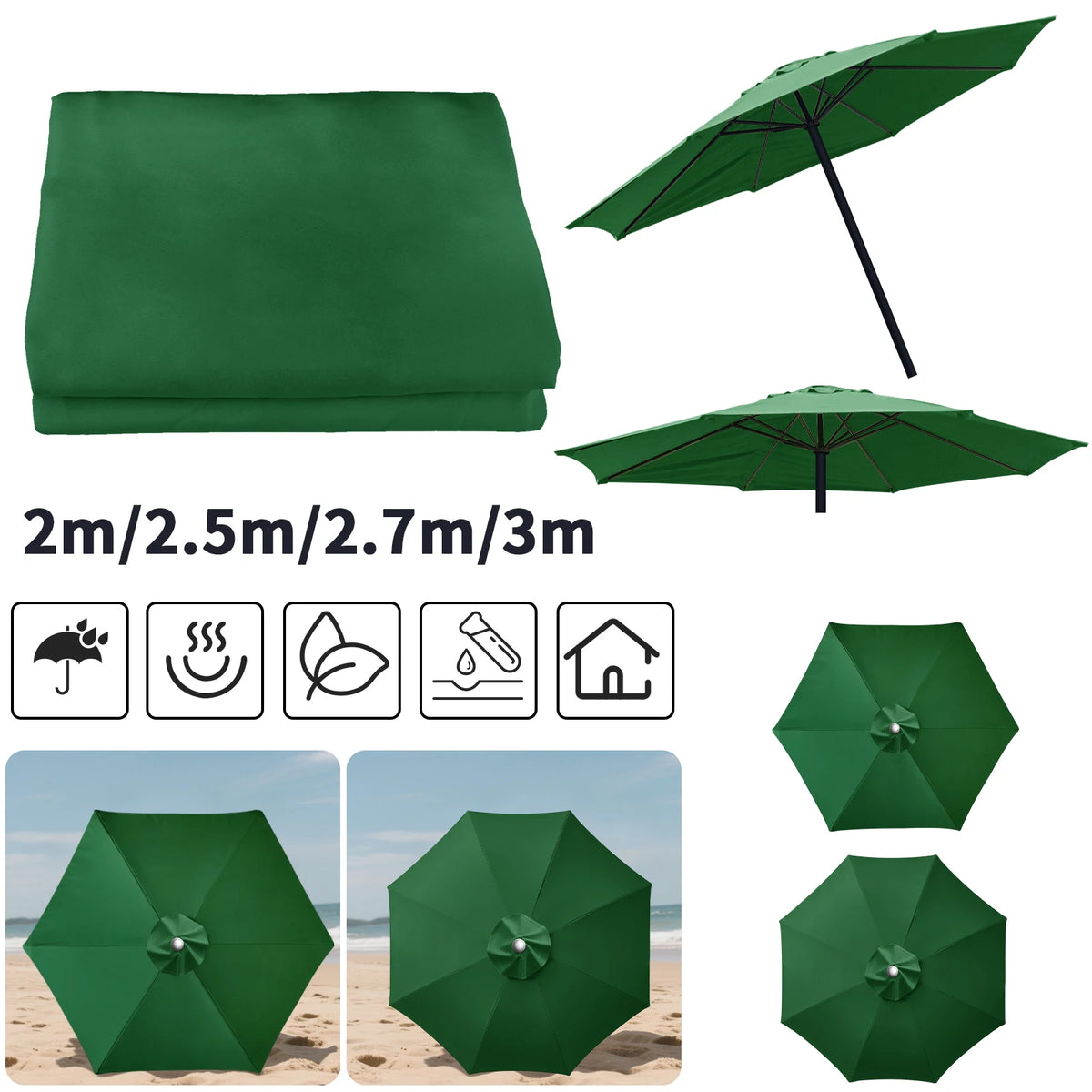 Waterproof Replacement Patio Umbrella Canopy Cover for Outdoor Garden