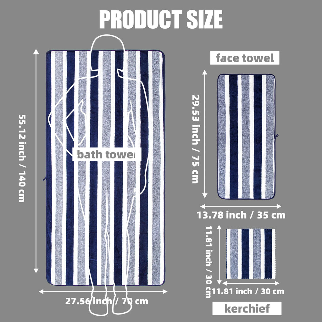 Soft Microfiber Towel Set For Bath Hand And Face Use