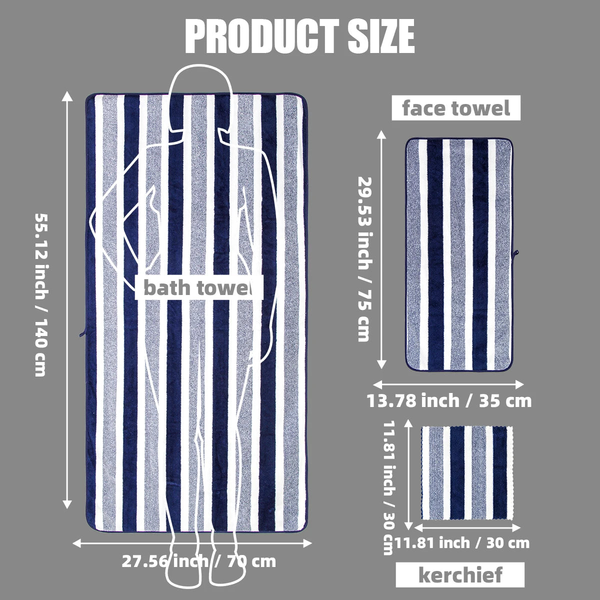Soft Microfiber Towel Set For Bath Hand And Face Use