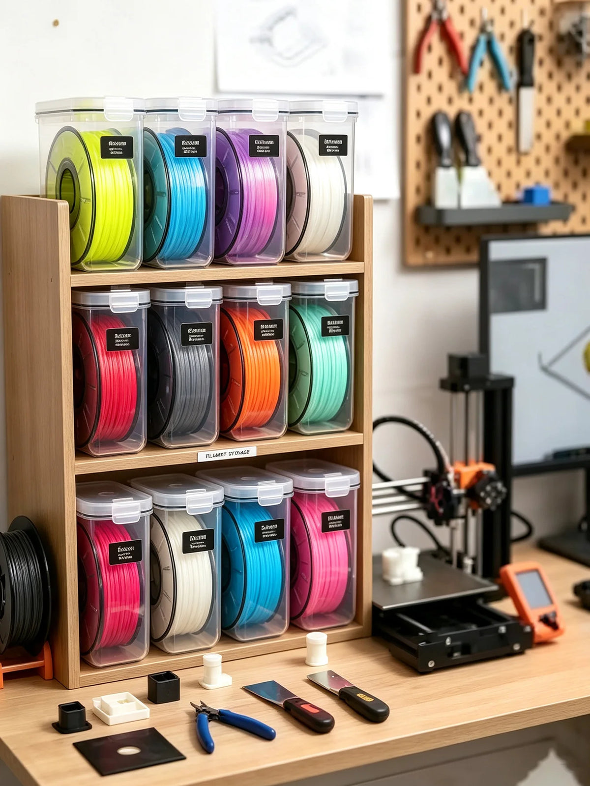 3D Printer Filament Storage Jar Set With Airtight Lids