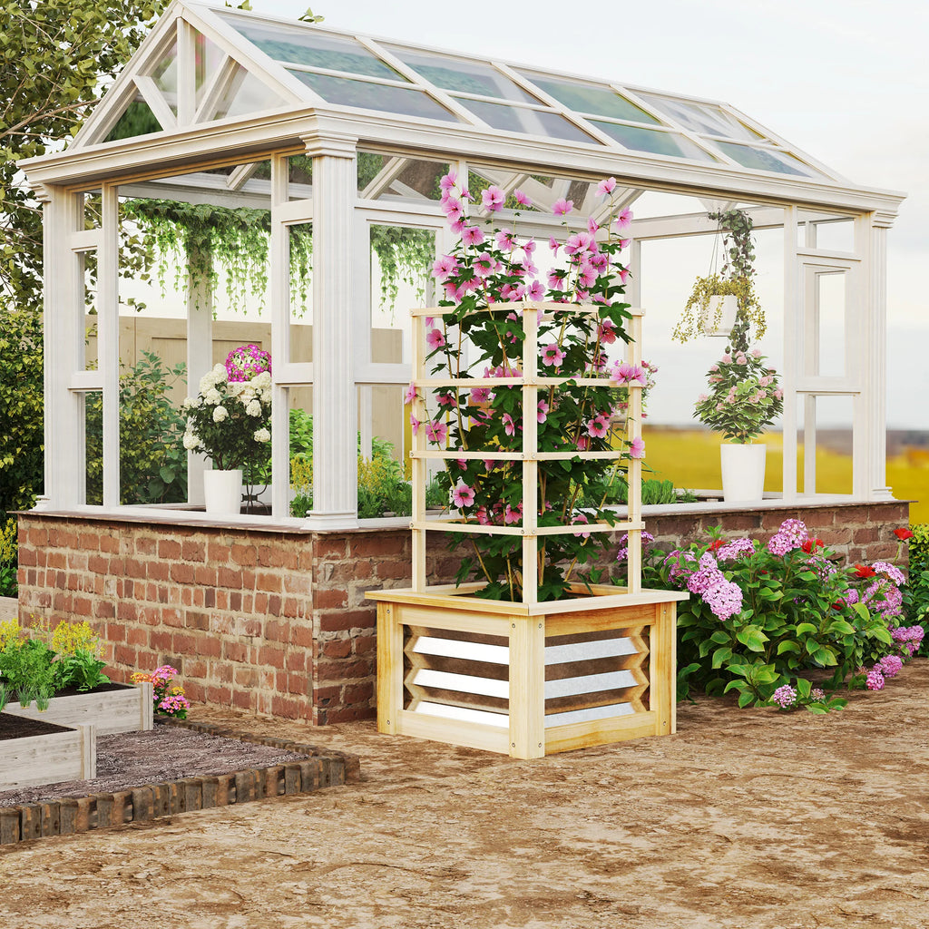 Outsunny Outdoor Planter Box With Trellis For Climbing Plants