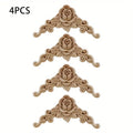 Floral Wooden Carved Corner Appliques for Door and Furniture Decor