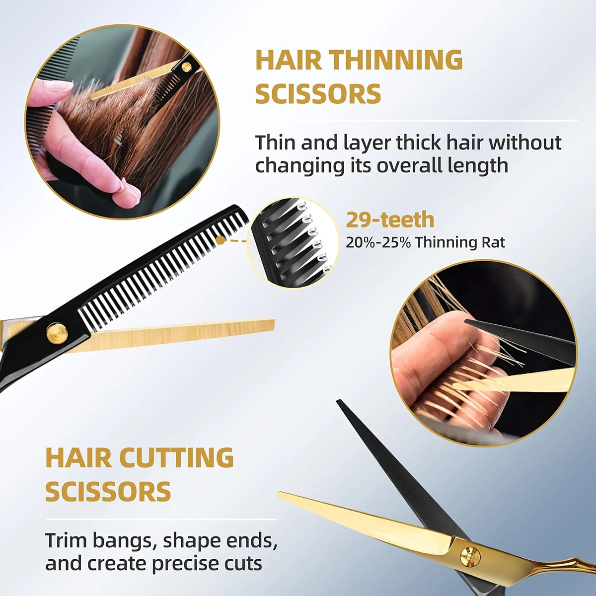 Professional Stainless Steel Hair Cutting Scissors Set With Thinning Shears