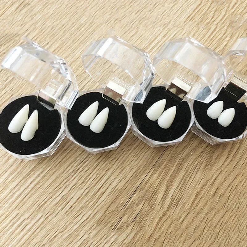 Vampire Fangs Dentures With Solid Adhesive for Halloween Costume Parties