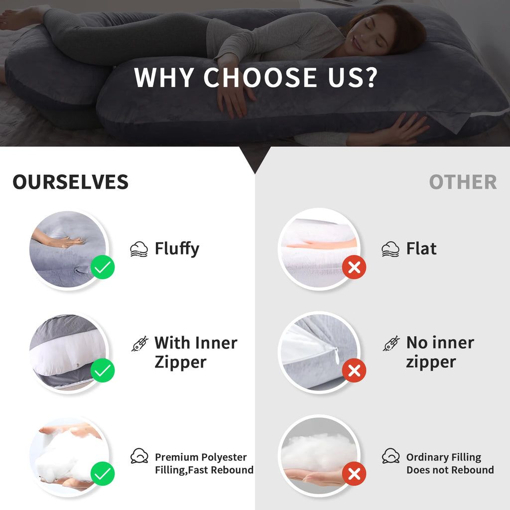 G Shaped Full Body Pregnancy Pillow With Removable Cotton Cover