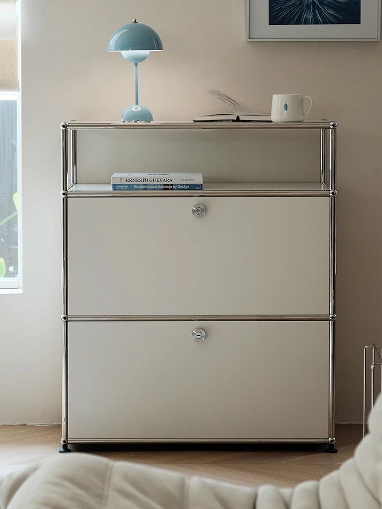 Bigcityfur Modern Metal Corner TV Stand Storage Cabinet