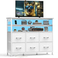 JHK TV Stand With Six Fabric Drawers And Storage Shelves