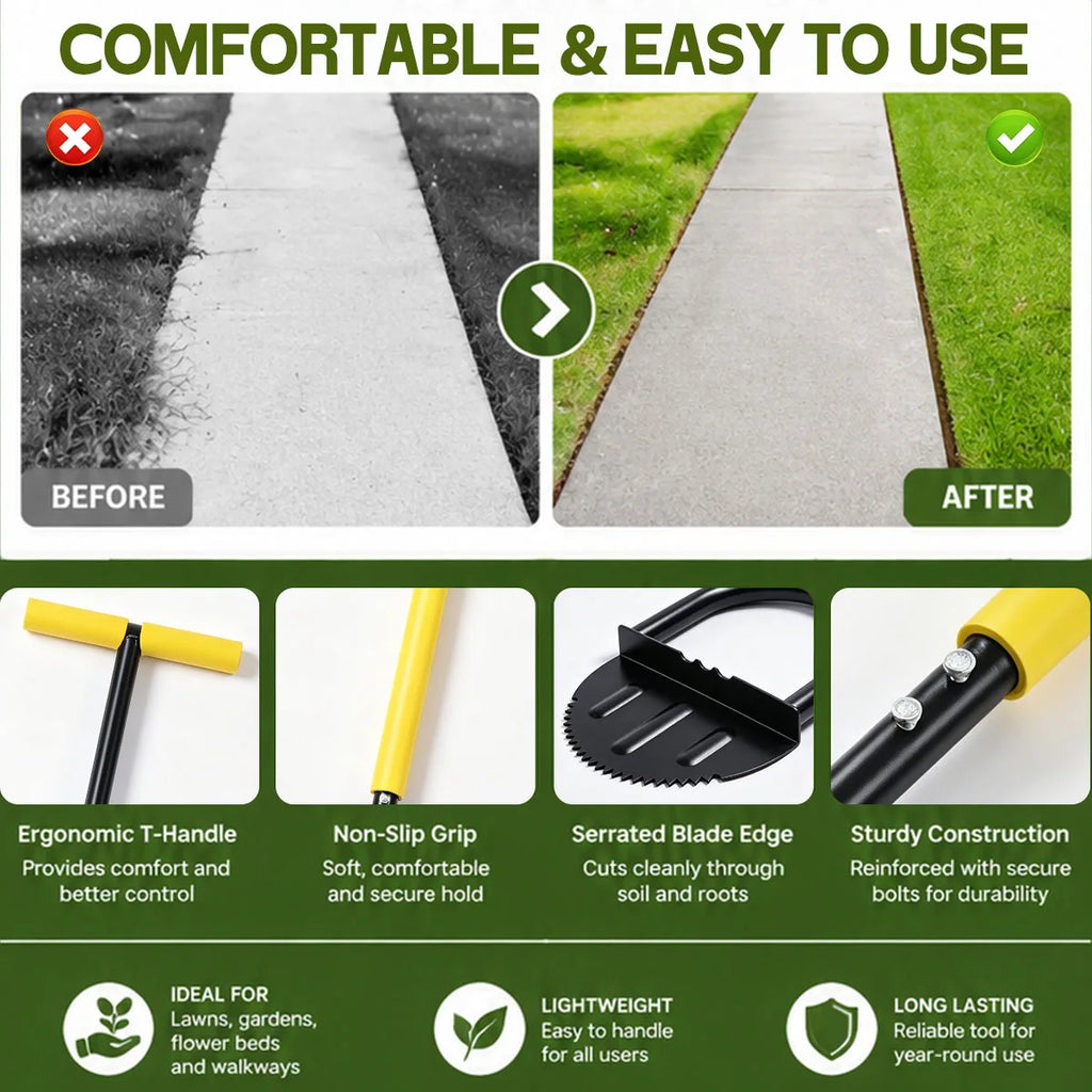 Heavy Duty Serrated Half Moon Lawn Edger With Ergonomic Handle
