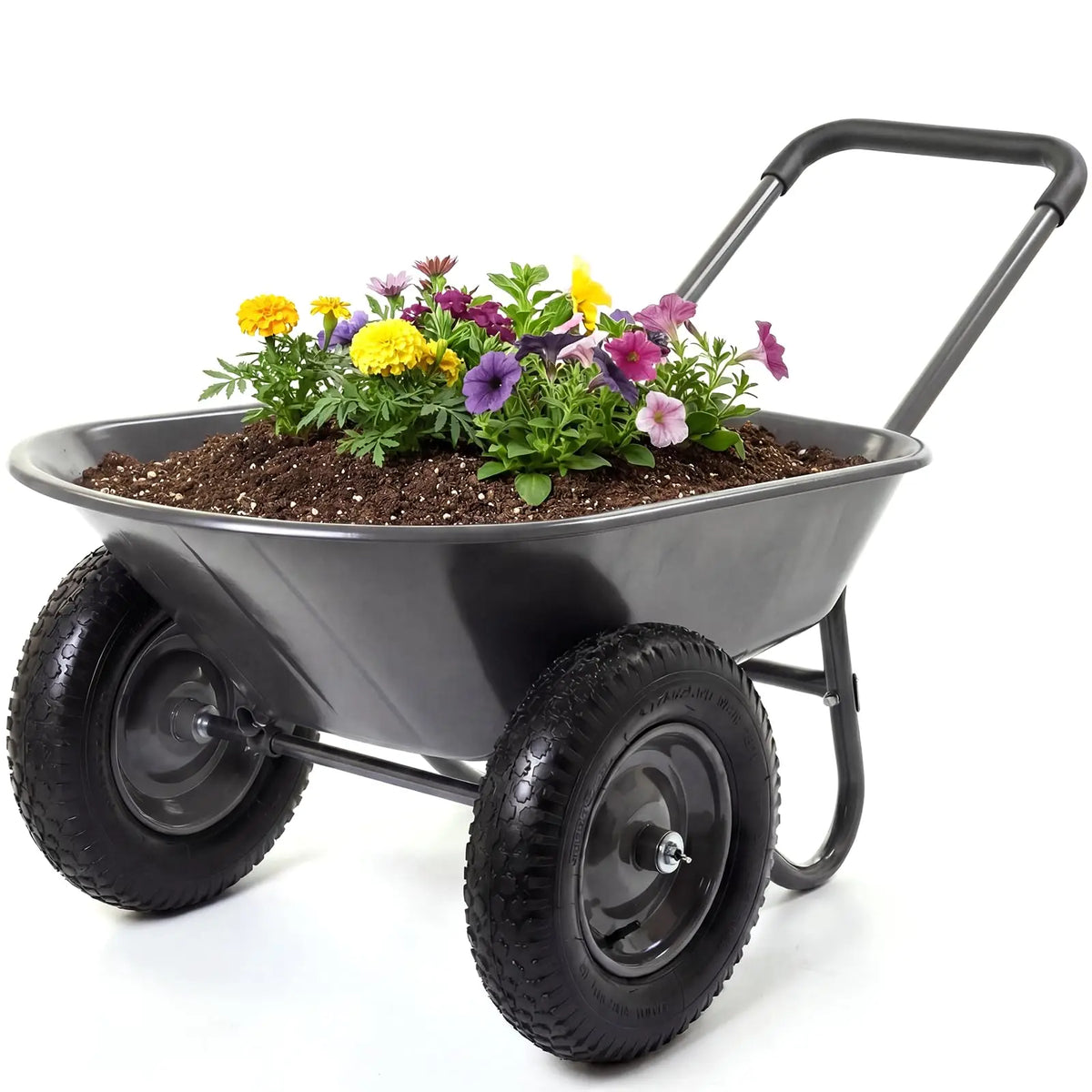 HiMISS Dual Wheel Garden Utility Cart With Dump Bed