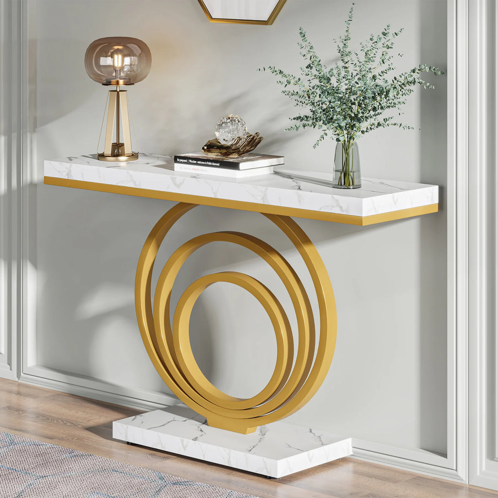 Tribesigns Modern Entryway Console Table With Decorative Ring Design