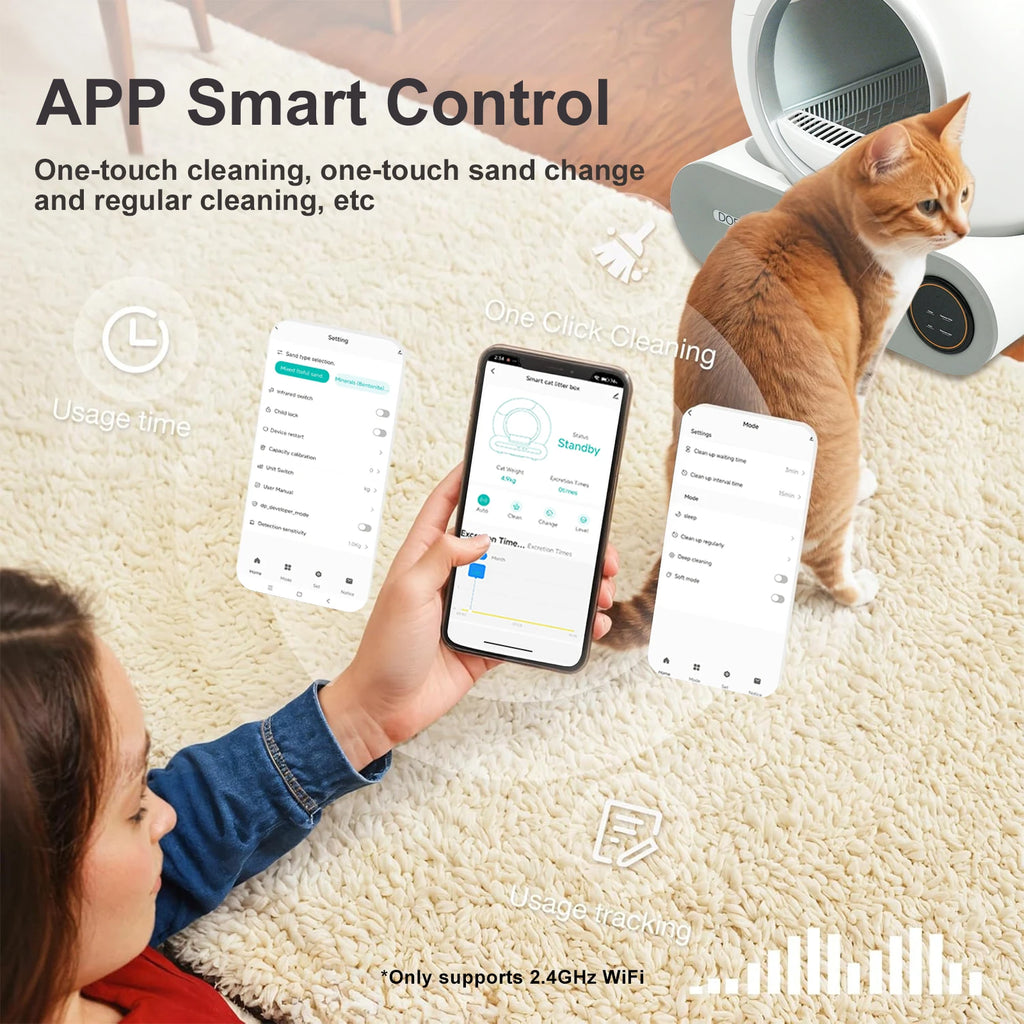 DOEL Smart Automatic Self Cleaning Cat Litter Box With App Control