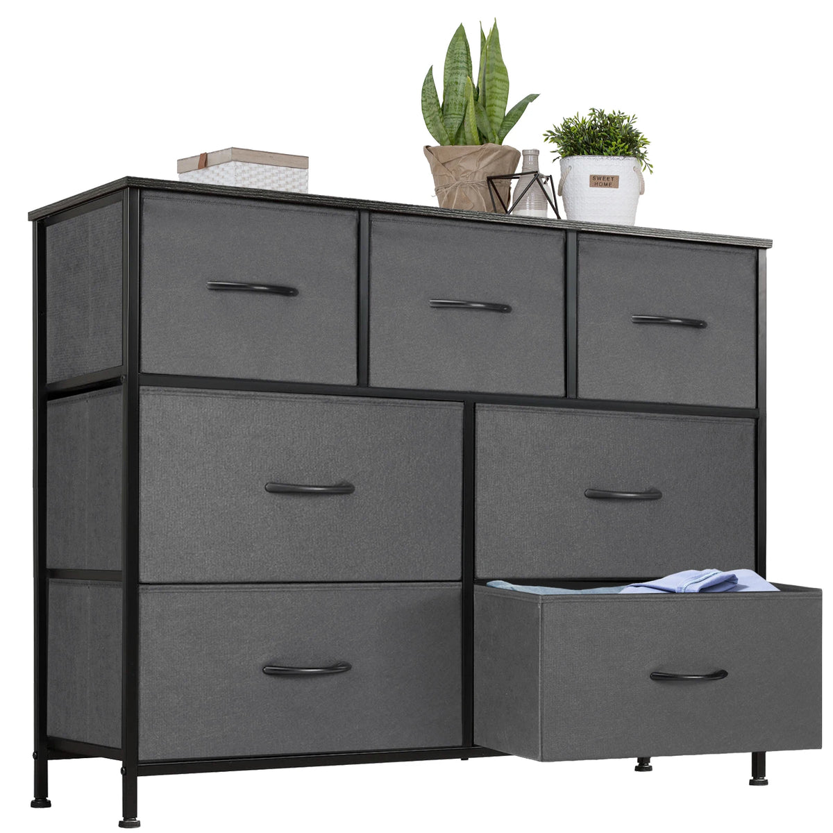 JHK Modern Fabric Drawer Dresser for Bedroom Storage Organizer