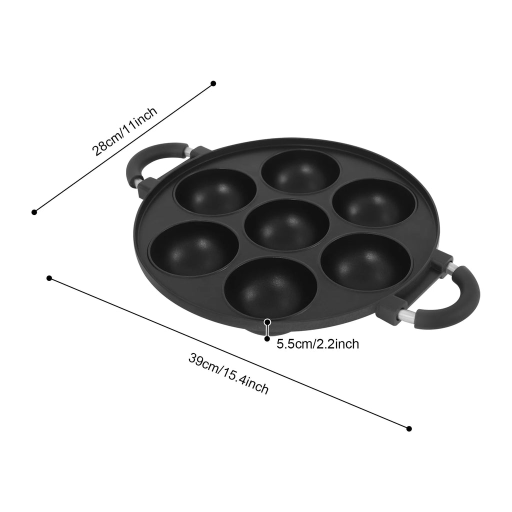 Bymaocar Nonstick 7 Hole Cake Mold Pan for Takoyaki Omelets