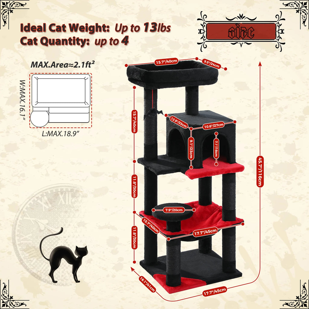 PAWZ Road Gothic Cat Tree Tower With Hammock Scratching Post