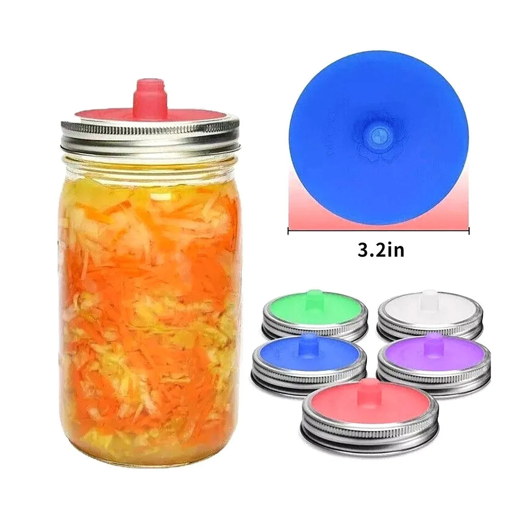 Silicone Fermentation Lids With Waterless Airlock For Mason Jar Pickling