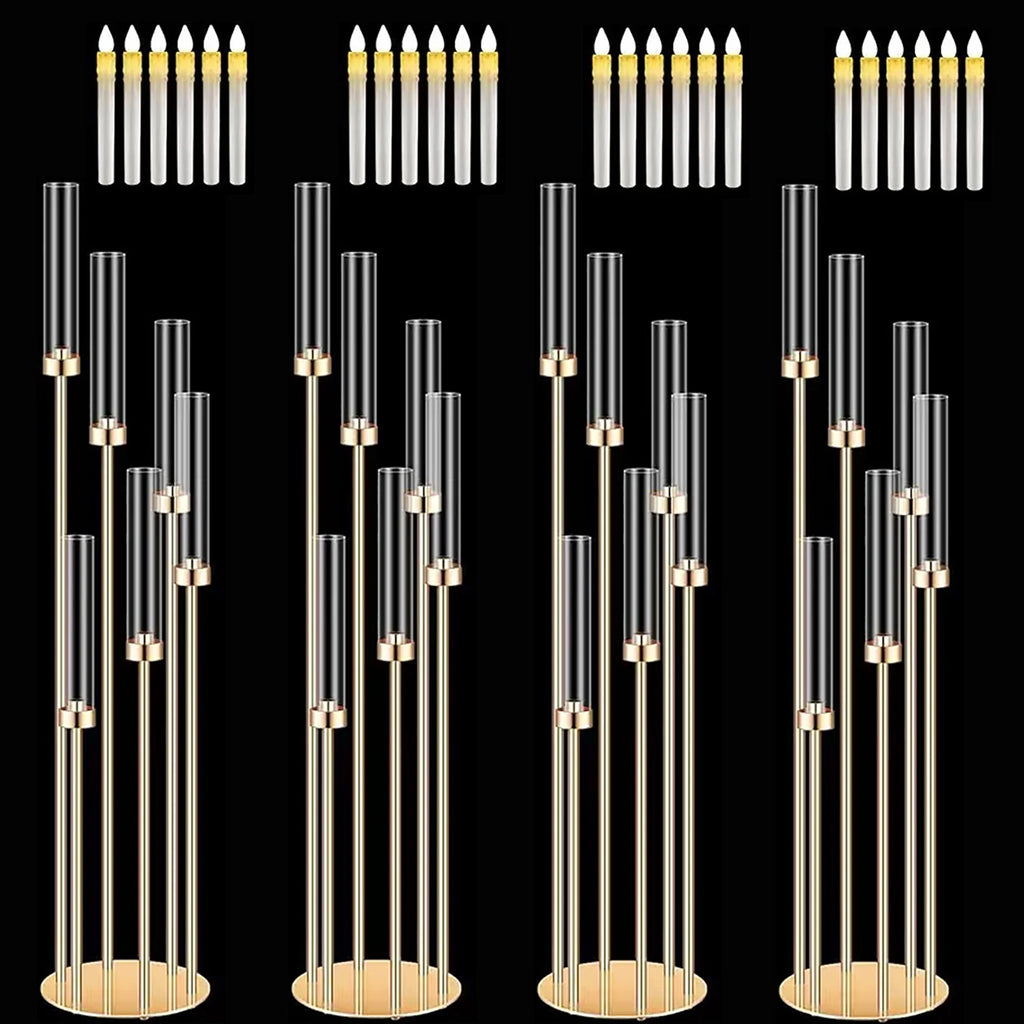 Metal Floor Candlestick Holders With LED Candles For Wedding Decor
