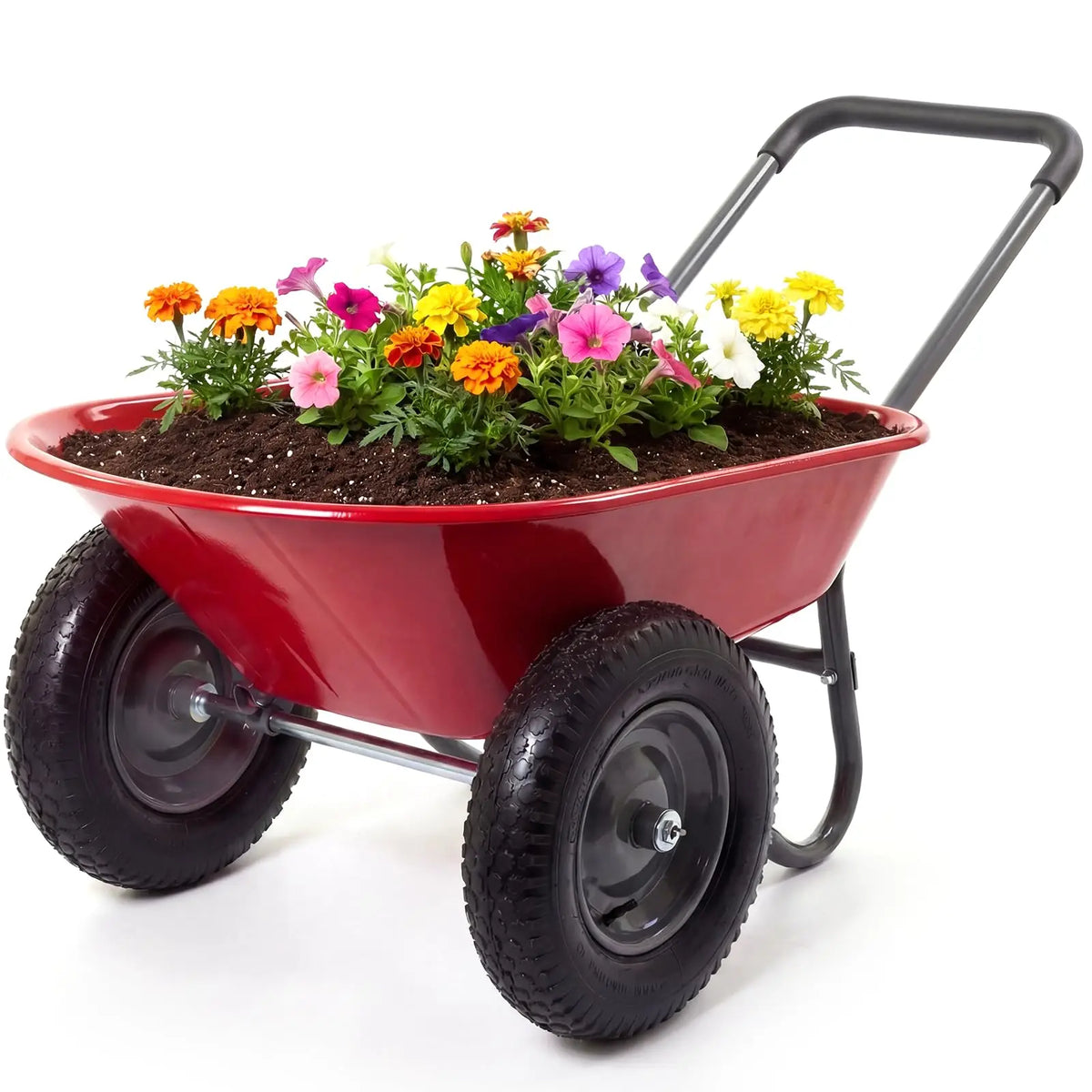 HiMISS Dual Wheel Garden Utility Cart With Dump Bed