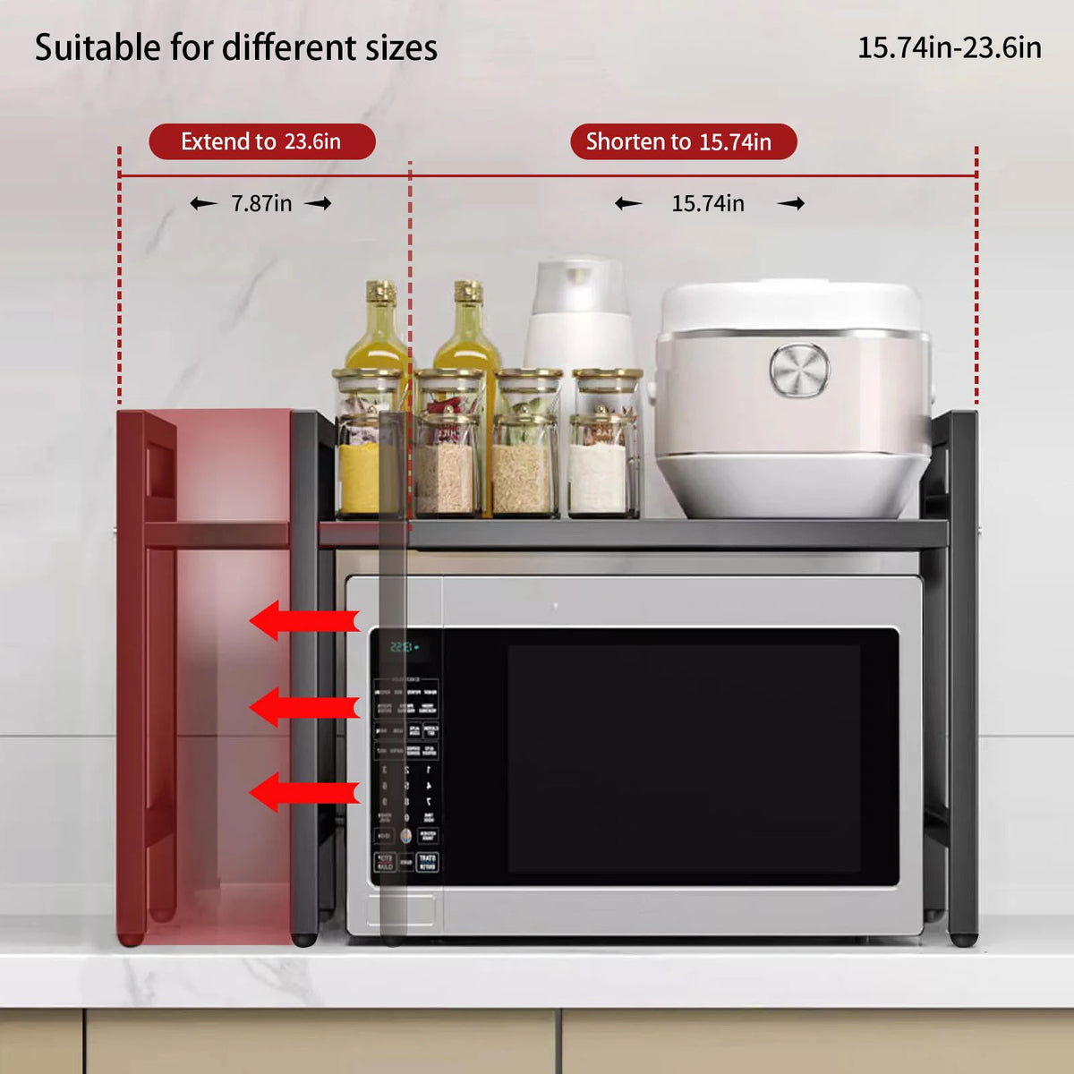 Expandable Microwave Shelf Organizer With Durable Rust Resistant Storage Solution