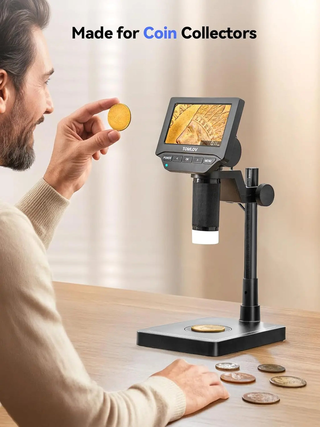 TOMLOV Digital Microscope With Integrated Precision Weighing Scale