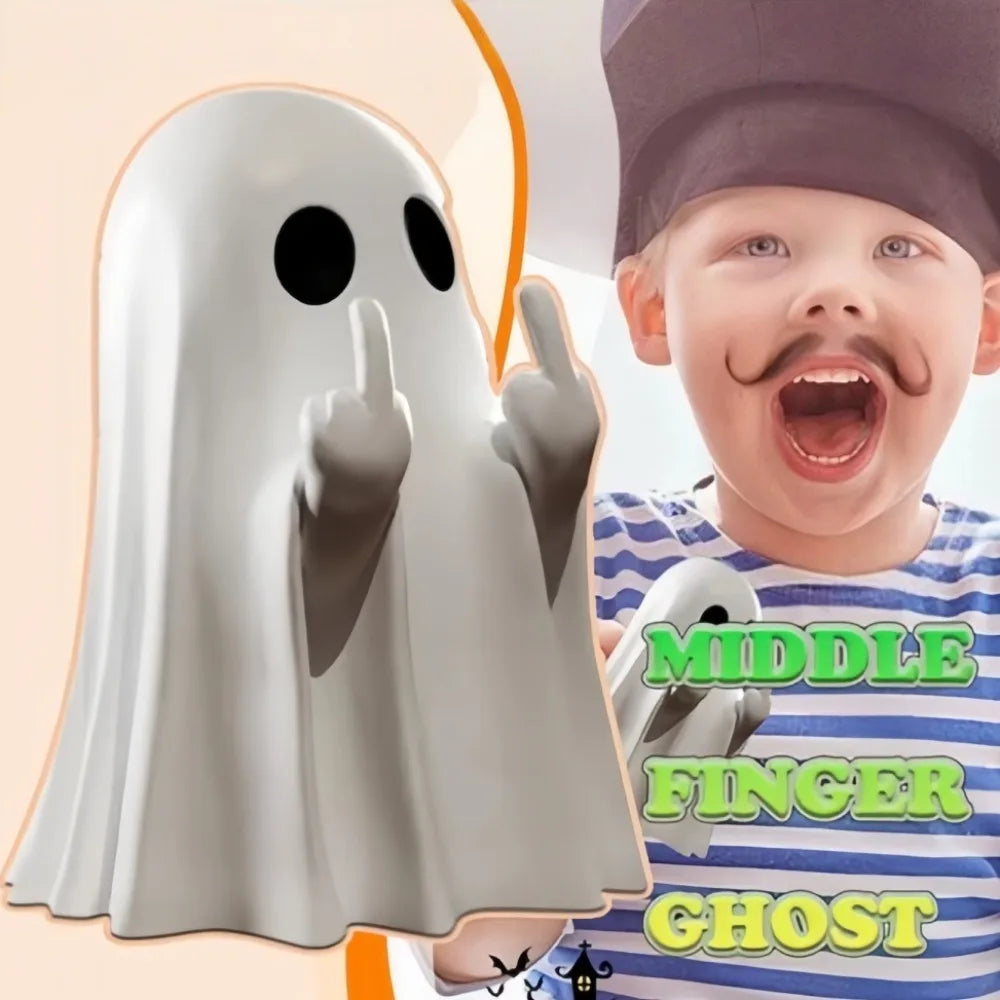 Spooky Ghost Middle Finger Statue Halloween Shelf Decor DISPLAY?