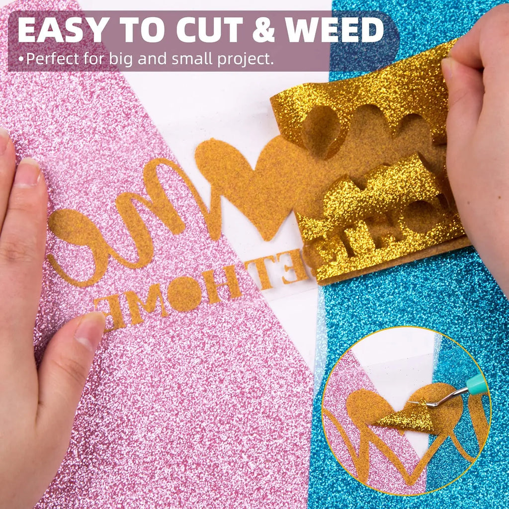 HTVRONT Glitter Heat Transfer Vinyl for Cricut and DIY Apparel