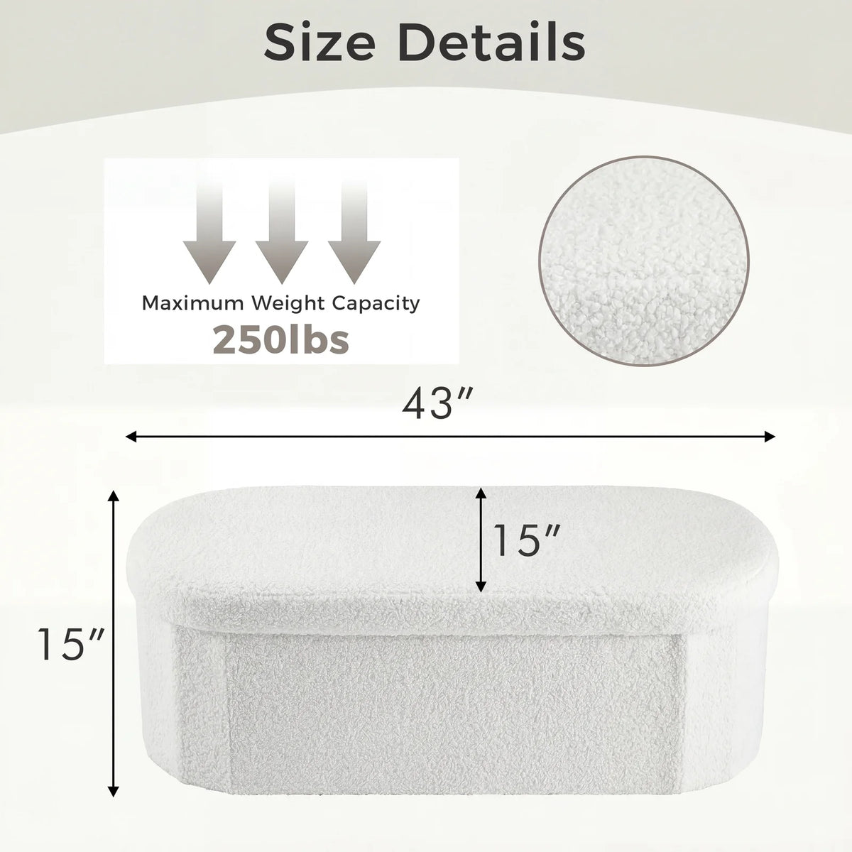 MCQ Faux Fur Ottoman Footrest Stool With Convenient Storage Chest