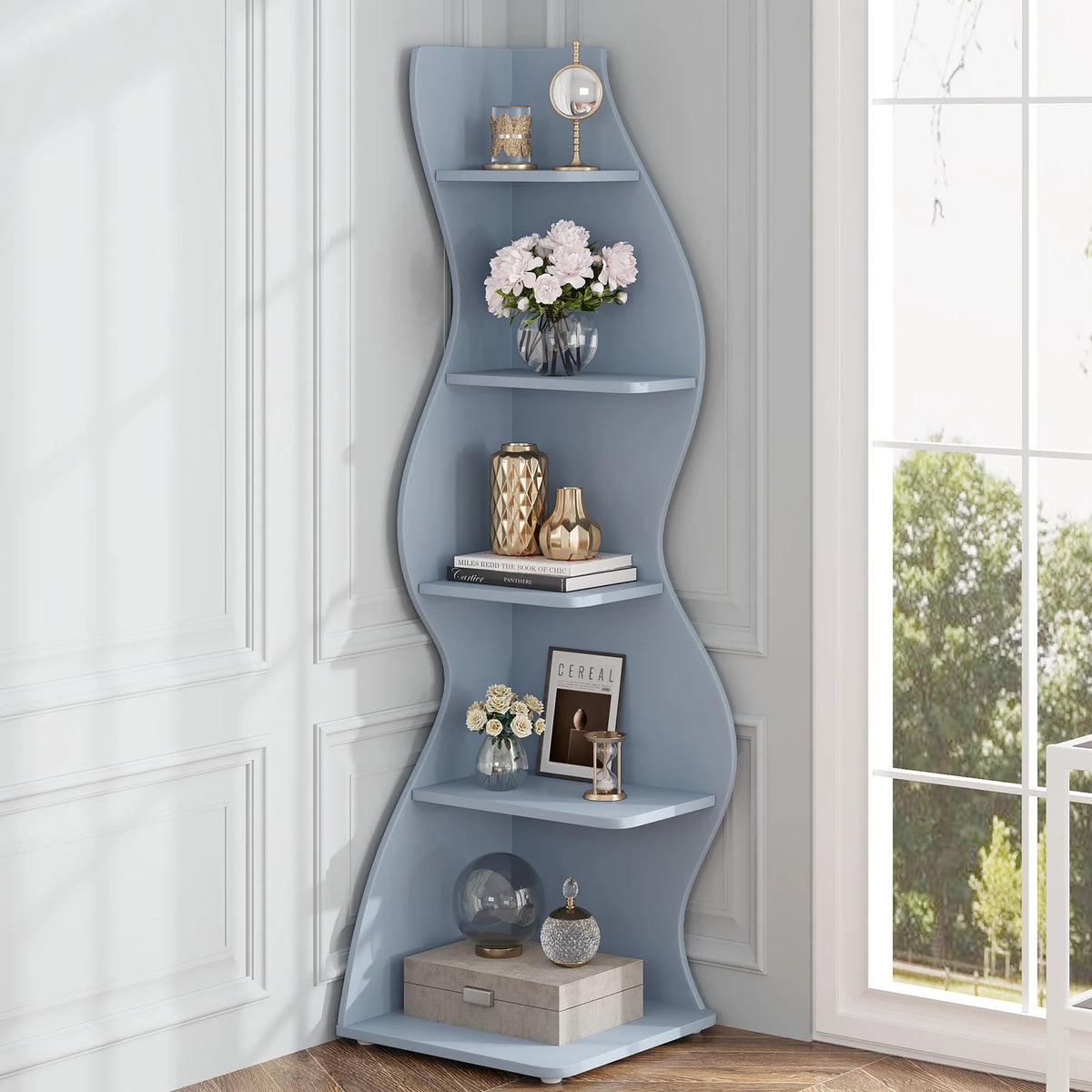 Tribesigns Five Tier Modern Corner Bookshelf And Plant Stand