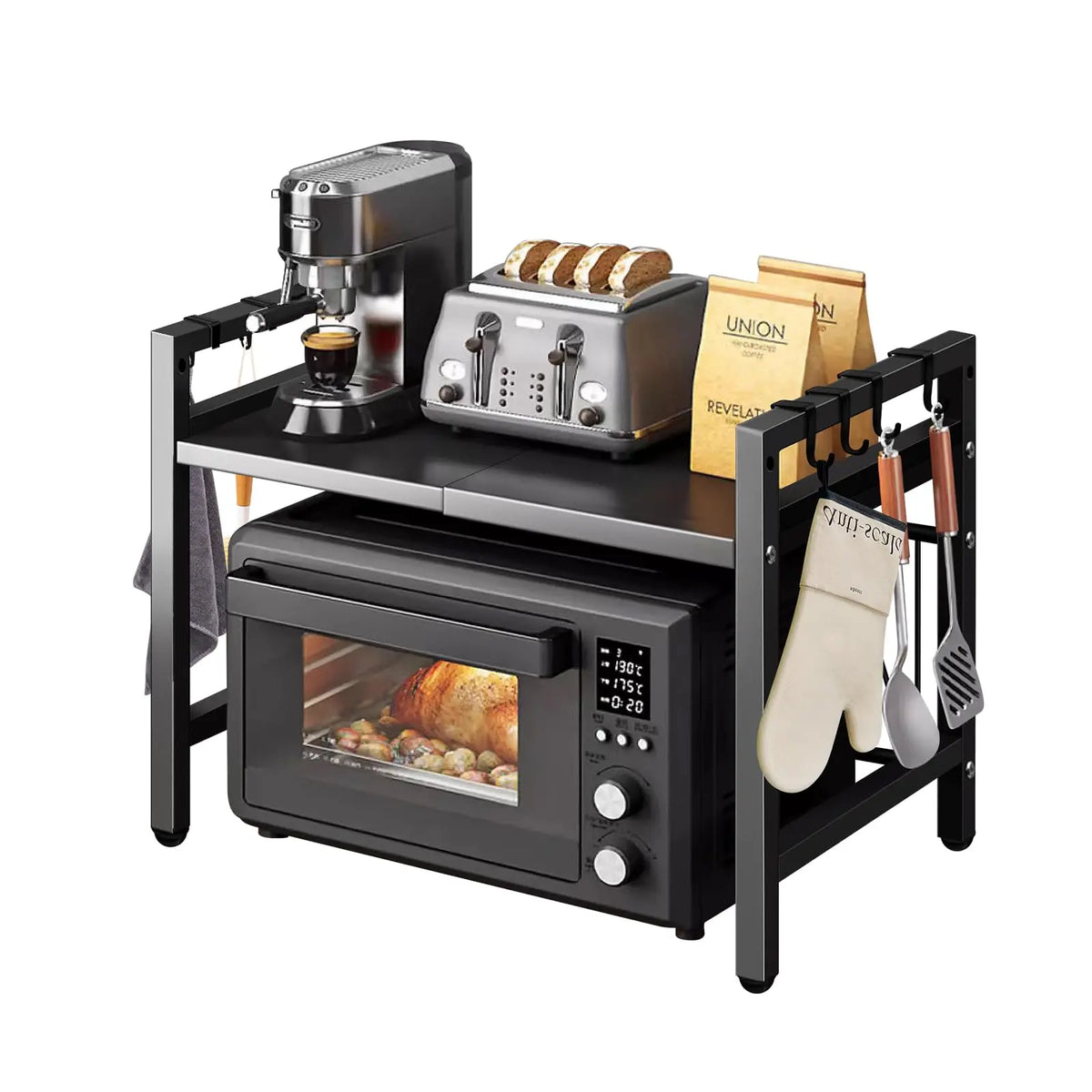 Expandable Microwave Shelf Organizer With Durable Rust Resistant Storage Solution
