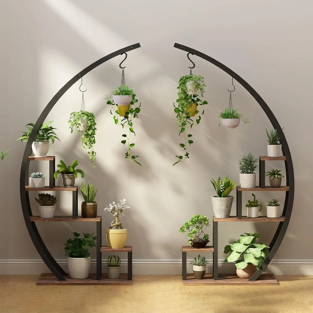TWISTER CK Five Tier Metal Plant Stand With Hanging Hooks