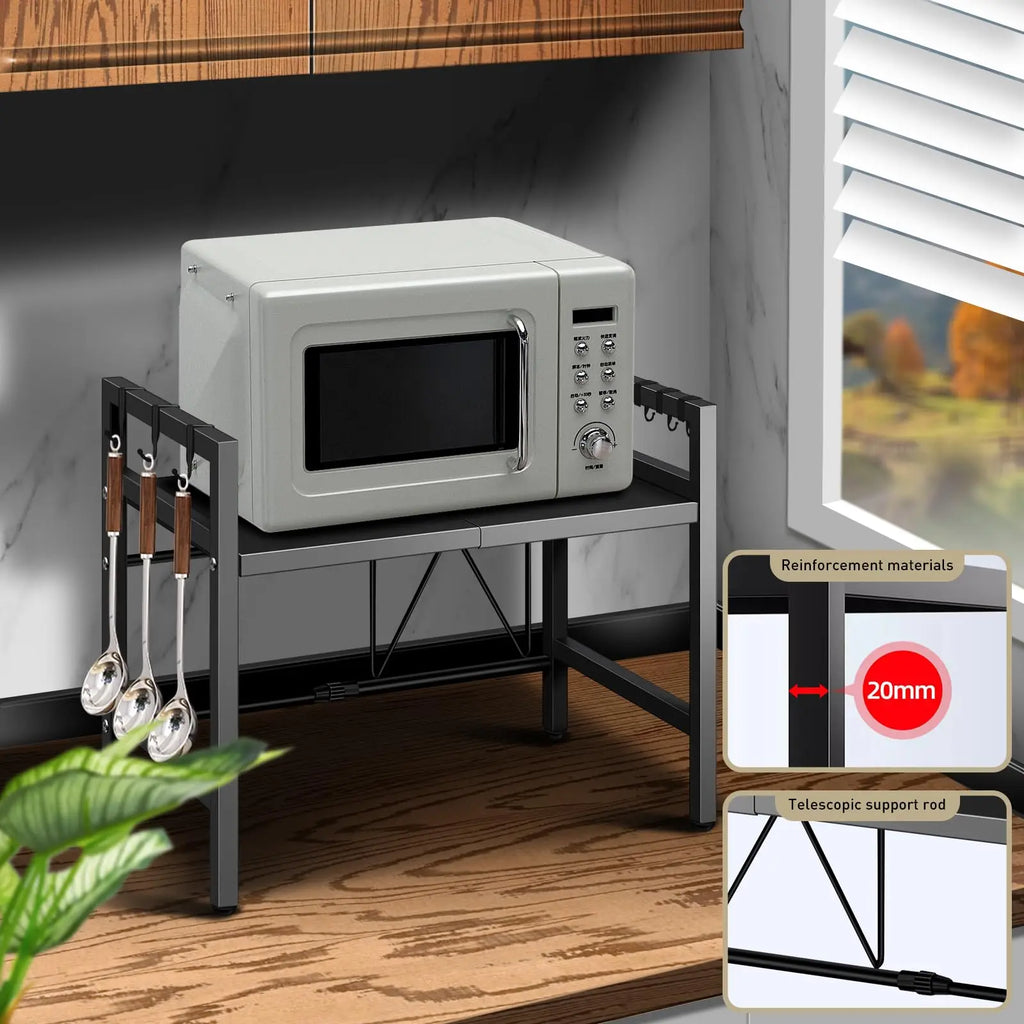 Expandable Microwave Shelf Organizer With Durable Rust Resistant Storage Solution
