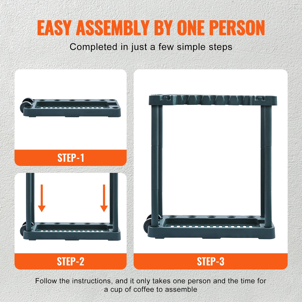 SucceBuy Garden Tool Organizer Rack for Garage Storage and Organization