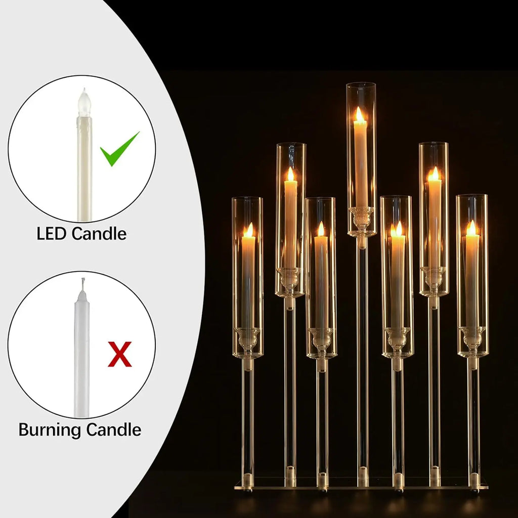 VINCIGANT Acrylic Seven Arm Candelabra For Weddings And Home Decor