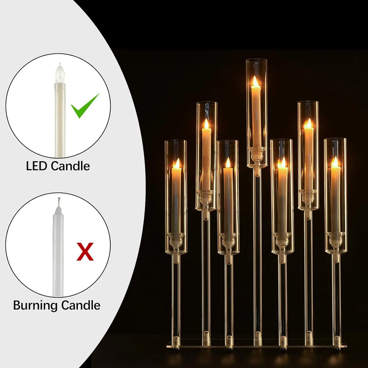 VINCIGANT Acrylic Seven Arm Candelabra For Weddings And Home Decor
