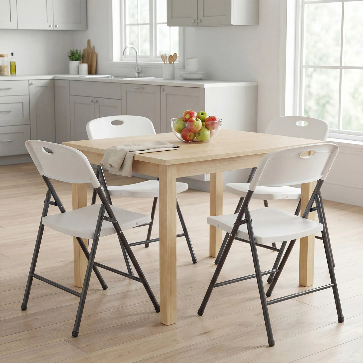 JHK Heavy Duty Stackable Folding Chairs With Ergonomic Back Support