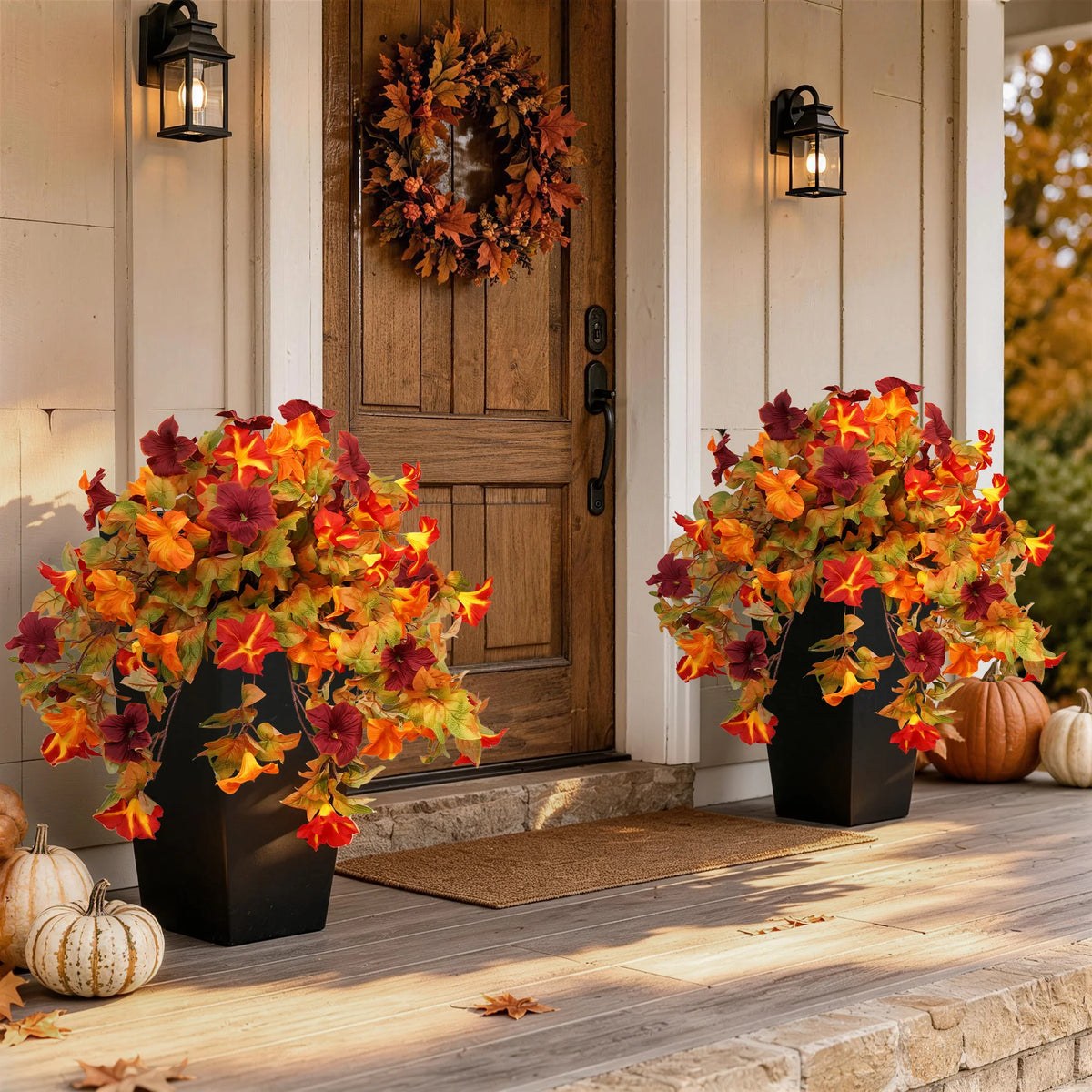 Olitree Artificial Fall Hanging Flowers for Outdoor Porch Decor