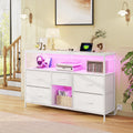 EnHomee Five Drawer TV Console Featuring LED Accent Lighting