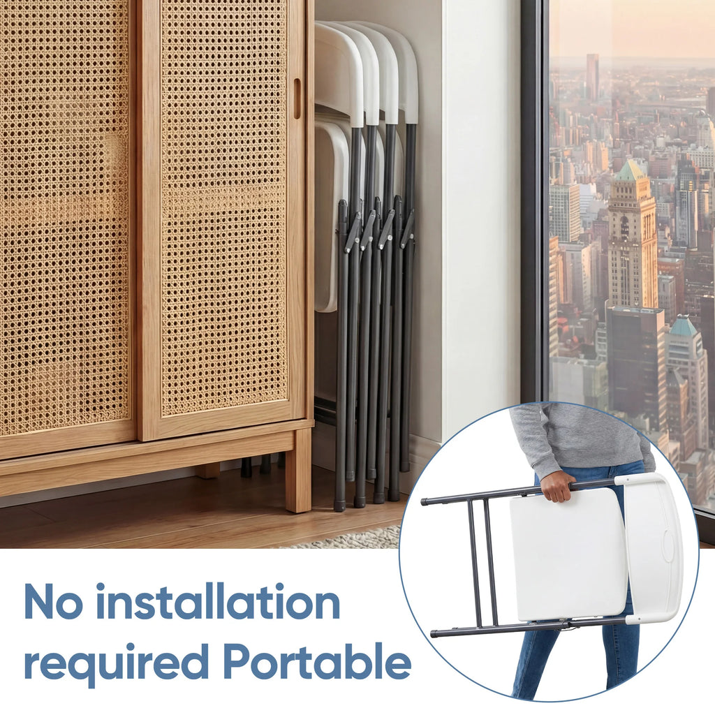 JHK Heavy Duty Stackable Folding Chairs With Ergonomic Back Support
