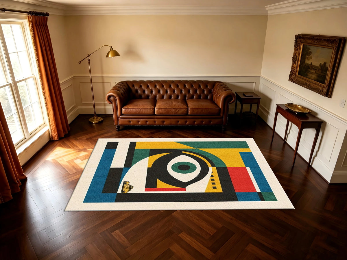 Bauhaus Geometric Eye Art Rug For Modern Home Decor