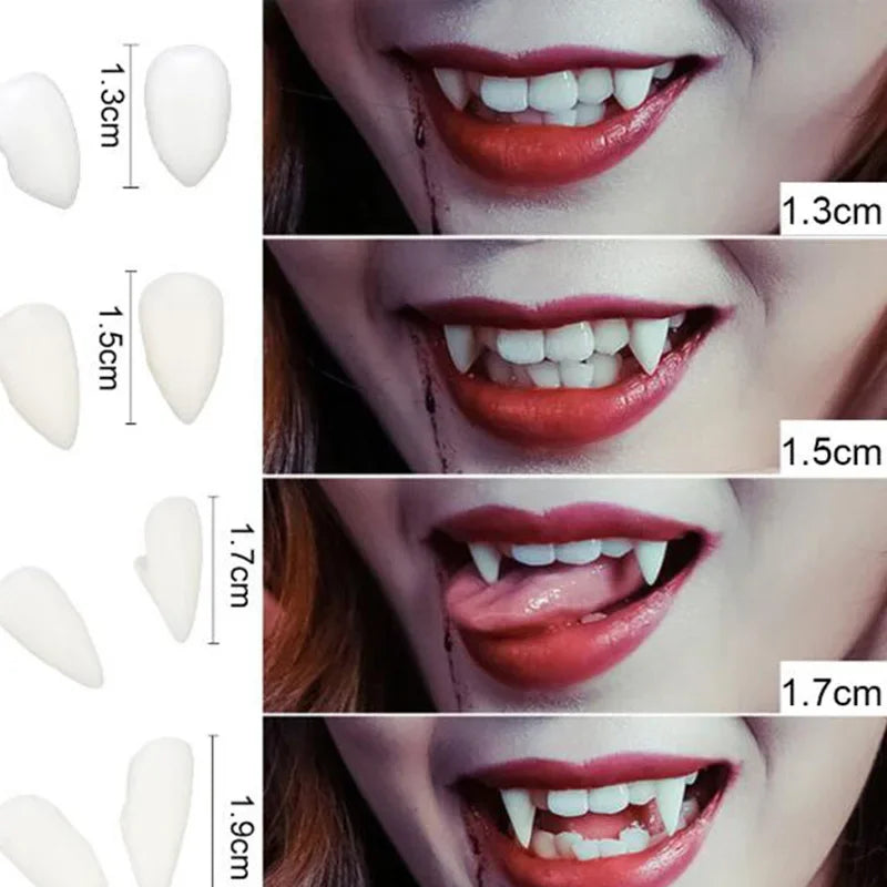 Vampire Fangs Dentures With Solid Adhesive for Halloween Costume Parties