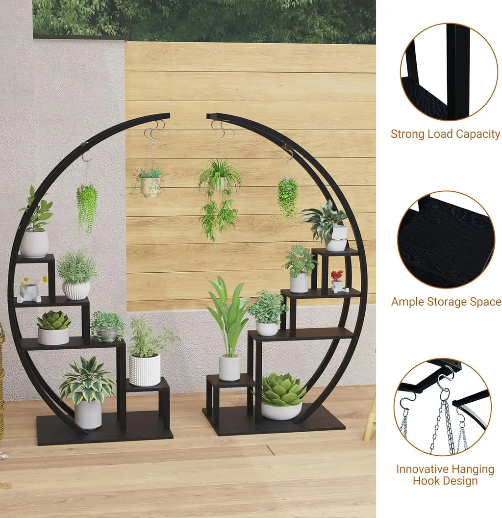 TWISTER CK Five Tier Metal Plant Stand With Hanging Hooks