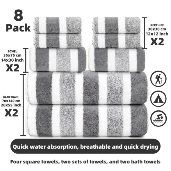 Soft Microfiber Towel Set For Bath Hand And Face Use