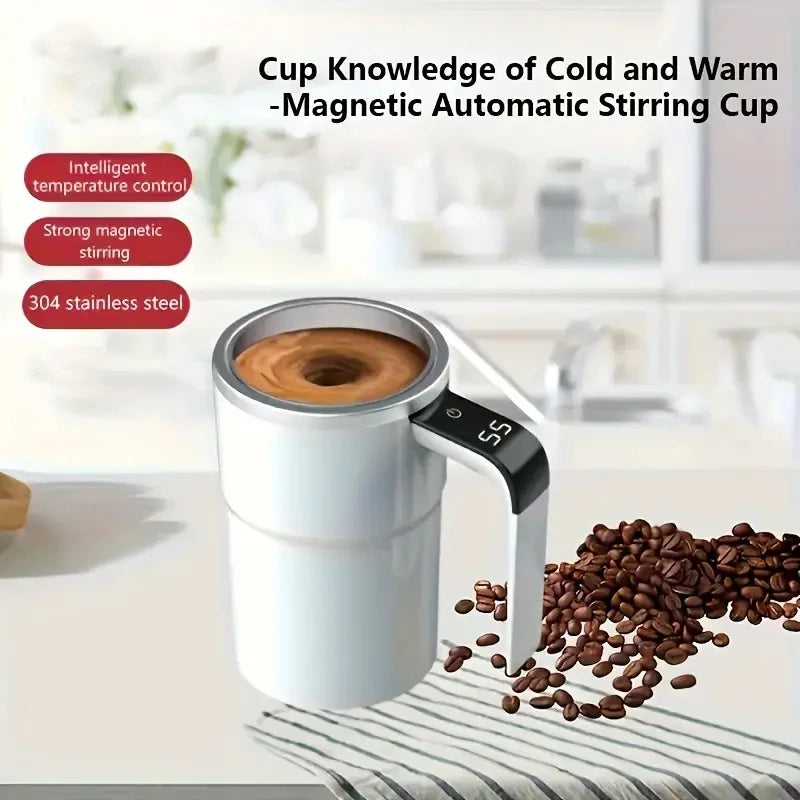 Panceca LED Display Magnetic Self Stirring Rechargeable Coffee Cup