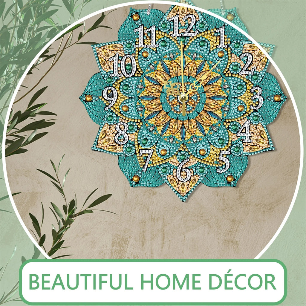 DIY Crystal Diamond Clock Kit With Colorful Mosaic Art Craft Set