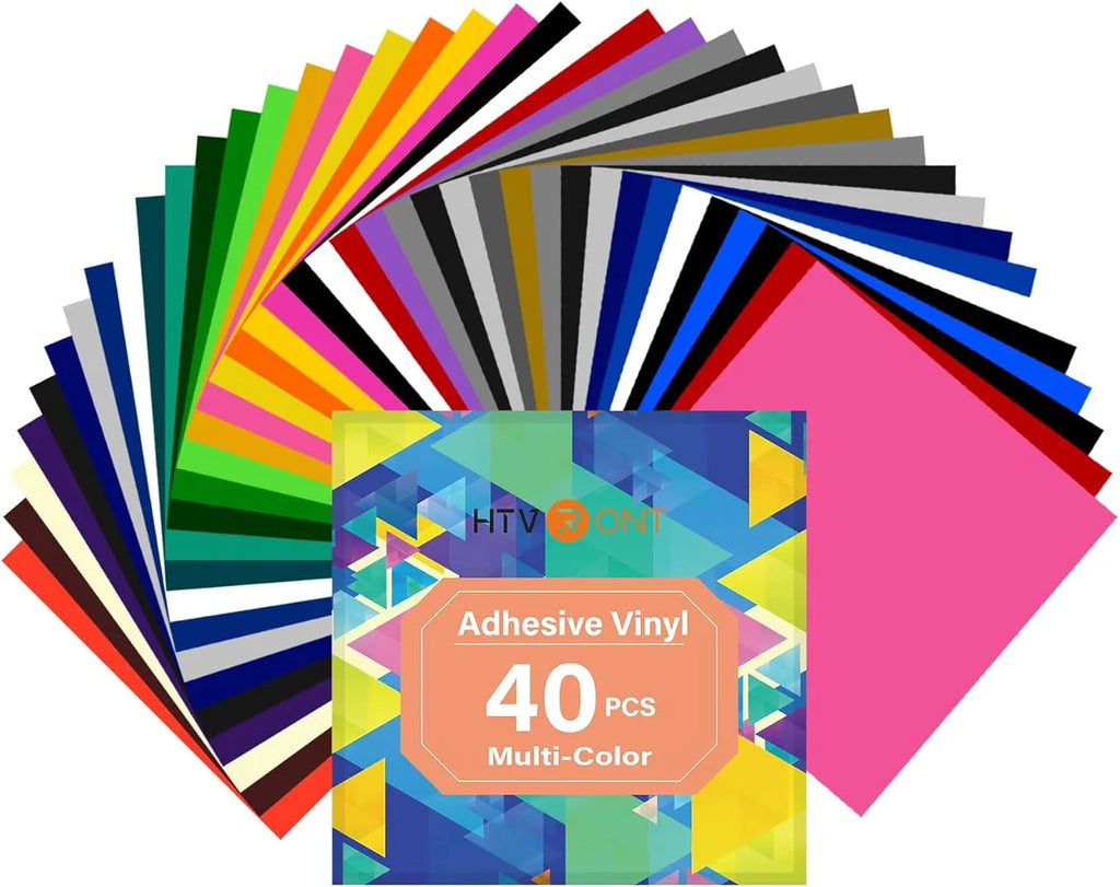 HTVRONT Permanent Adhesive Vinyl Sheets and Transfer Tape Bundle