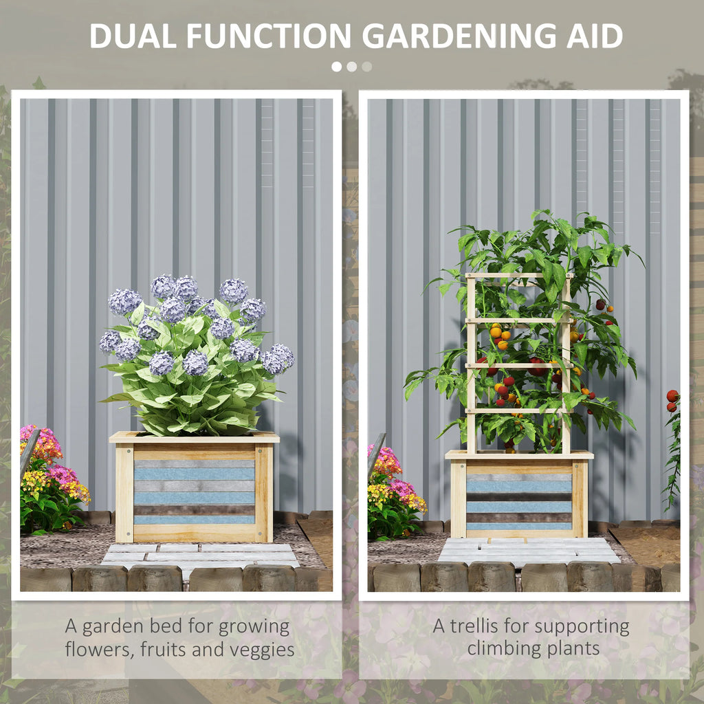 Outsunny Outdoor Planter Box With Trellis For Climbing Plants
